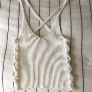 White Crop Top with laced sides